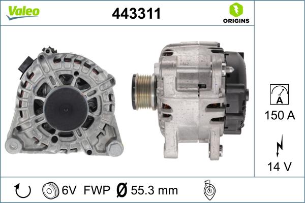 Valeo 443311 - Alternator autospares.lv