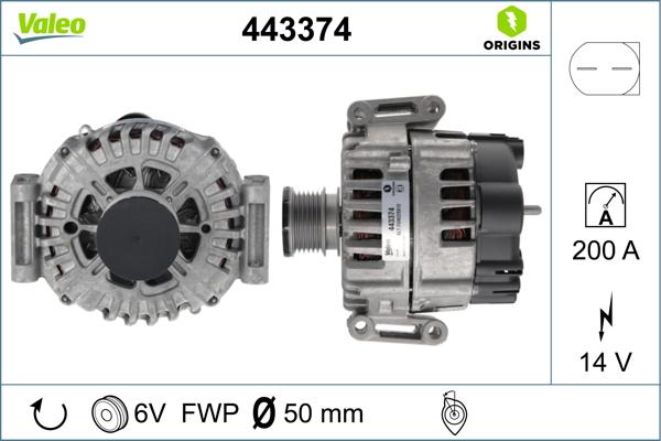 Valeo 443374 - Alternator autospares.lv