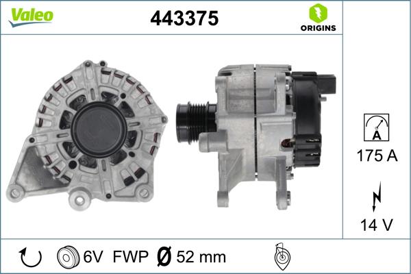 Valeo 443375 - Alternator autospares.lv