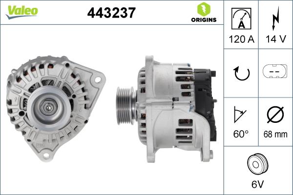 Valeo 443237 - Alternator autospares.lv