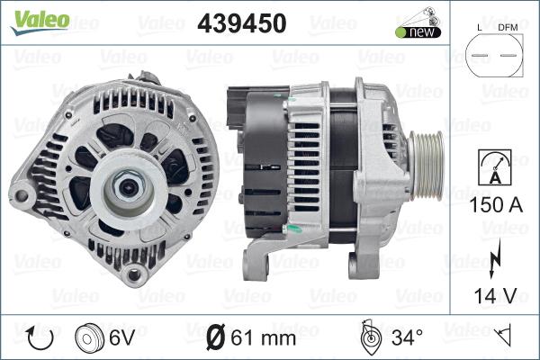 Valeo 439450 - Alternator autospares.lv