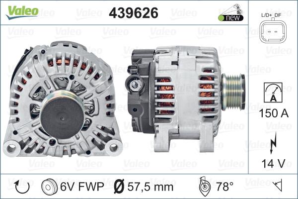 Valeo 439626 - Alternator autospares.lv