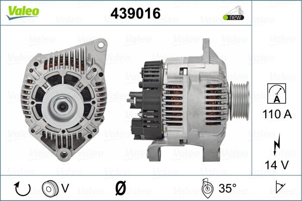 Valeo 439016 - Alternator autospares.lv