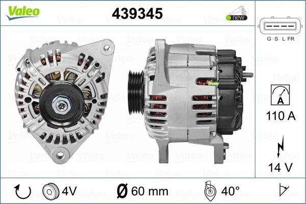 Valeo 439345 - Alternator autospares.lv