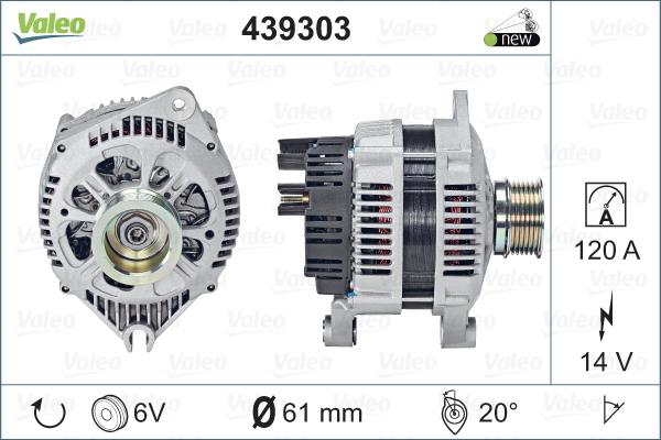 Valeo 439303 - Alternator autospares.lv