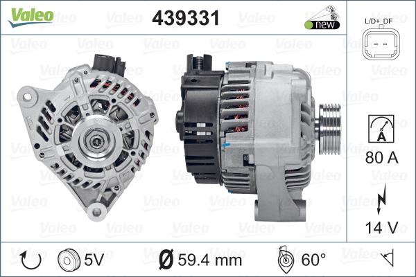 Valeo 439331 - Alternator autospares.lv