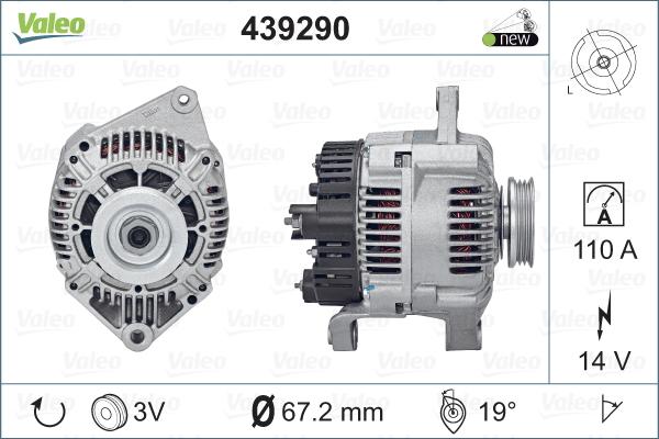 Valeo 439290 - Alternator autospares.lv