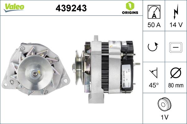 Valeo 439243 - Alternator autospares.lv