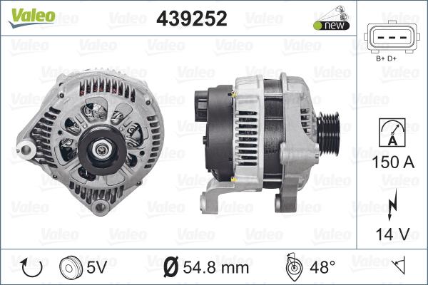 Valeo 439252 - Alternator autospares.lv