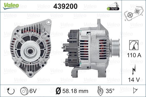 Valeo 439200 - Alternator autospares.lv