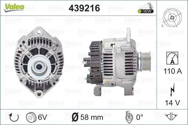 Valeo 439216 - Alternator autospares.lv