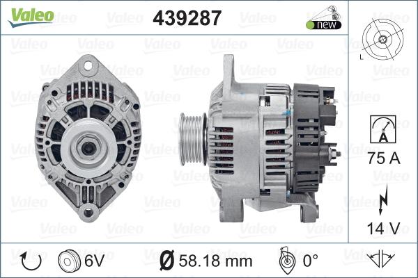 Valeo 439287 - Alternator autospares.lv