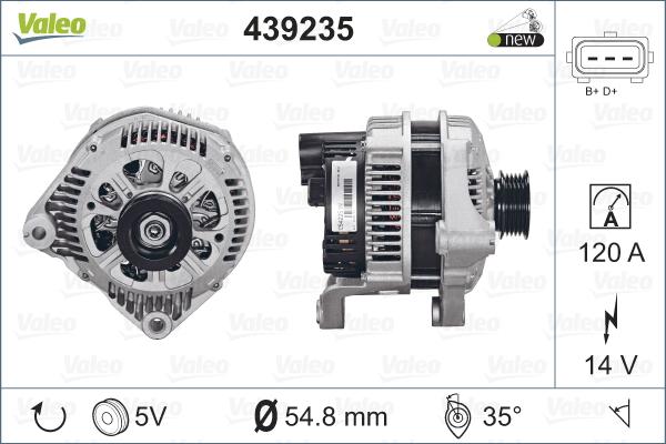 Valeo 439235 - Alternator autospares.lv