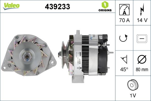 Valeo 439233 - Alternator autospares.lv