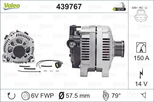 Valeo 439767 - Alternator autospares.lv