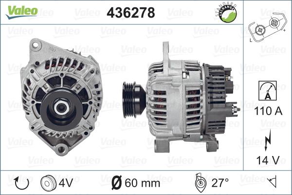 Valeo 436278 - Alternator autospares.lv