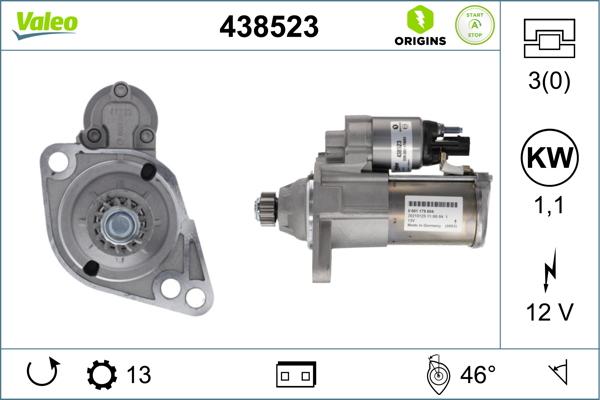 Valeo 438523 - Starter autospares.lv