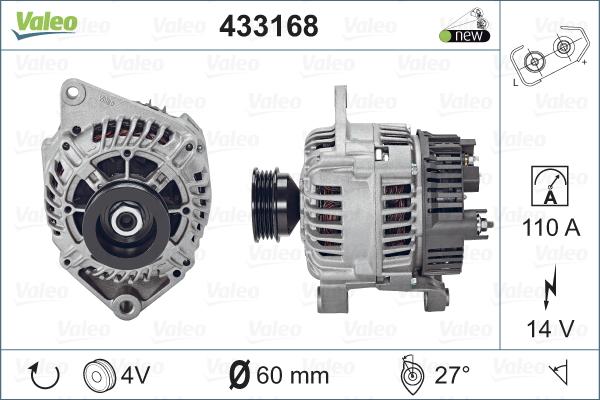 Valeo 433168 - Alternator autospares.lv