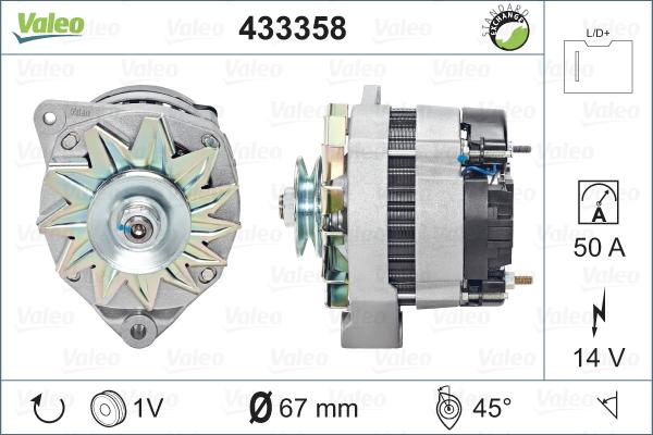 Valeo 433358 - Alternator autospares.lv