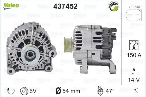 Valeo 437452 - Alternator autospares.lv