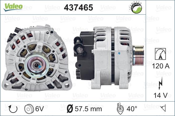 Valeo 437465 - Alternator autospares.lv