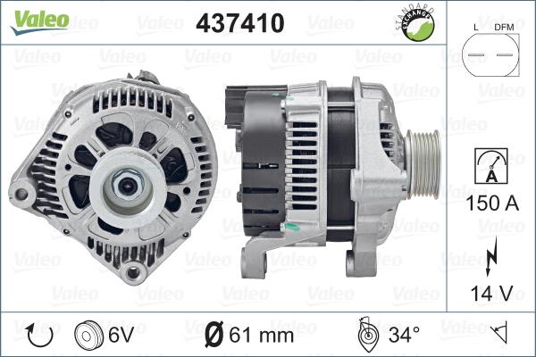 Valeo 437410 - Alternator autospares.lv