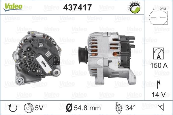 Valeo 437417 - Alternator autospares.lv