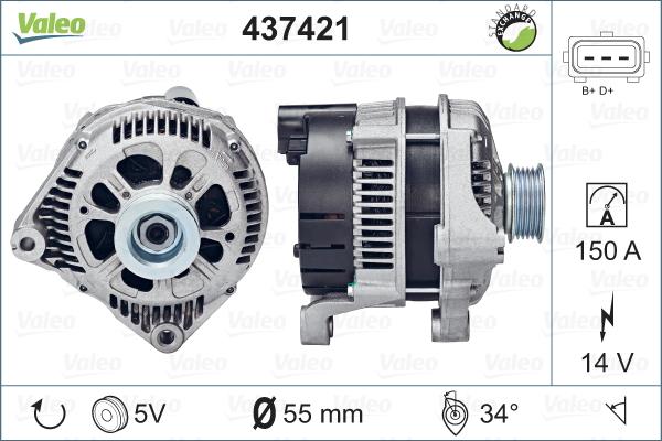 Valeo 437421 - Alternator autospares.lv