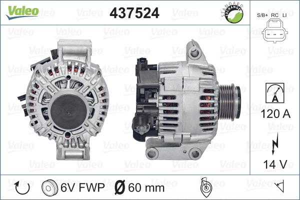 Valeo 437524 - Alternator autospares.lv