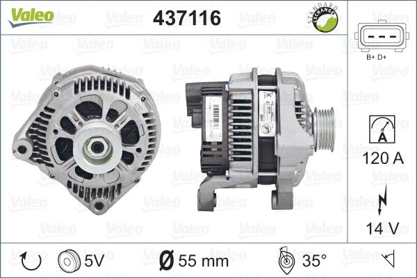 Valeo 437116 - Alternator autospares.lv