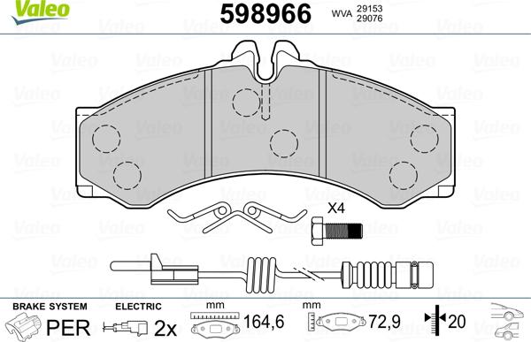 Valeo 598966 - Brake Pad Set, disc brake autospares.lv