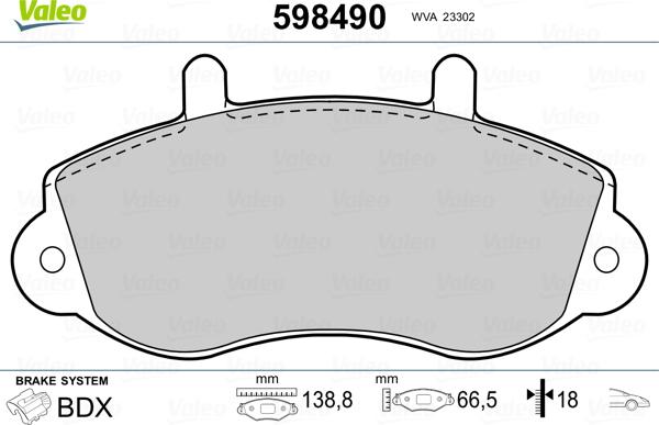 Valeo 598490 - Brake Pad Set, disc brake autospares.lv