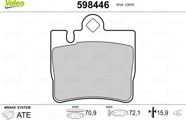 Valeo 598446 - Brake Pad Set, disc brake autospares.lv