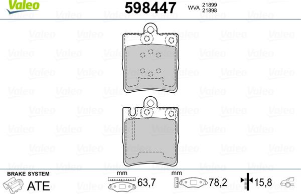 Valeo 598447 - Brake Pad Set, disc brake autospares.lv