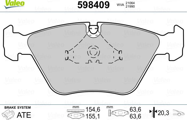 Valeo 598409 - Brake Pad Set, disc brake autospares.lv