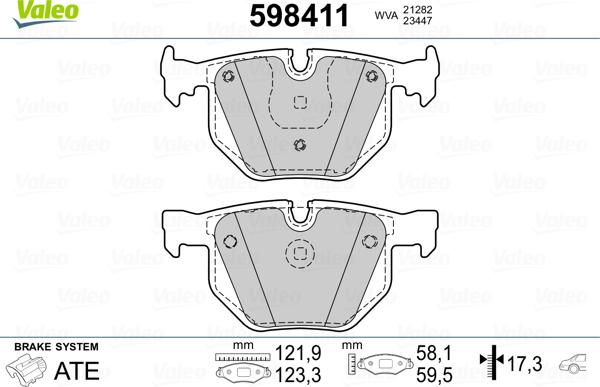 Valeo 598411 - Brake Pad Set, disc brake autospares.lv