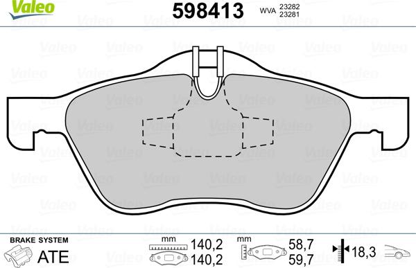 Valeo 598413 - Brake Pad Set, disc brake autospares.lv