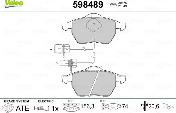 Valeo 598489 - Brake Pad Set, disc brake autospares.lv