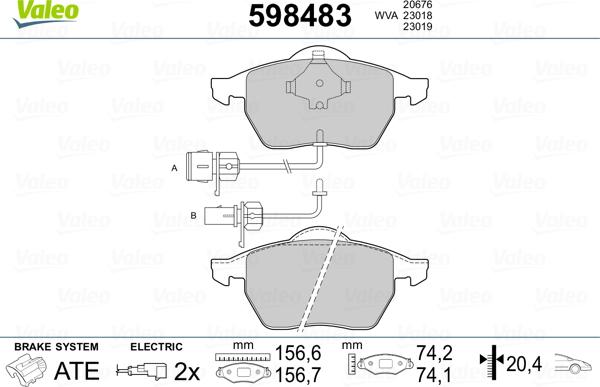 Valeo 598483 - Brake Pad Set, disc brake autospares.lv