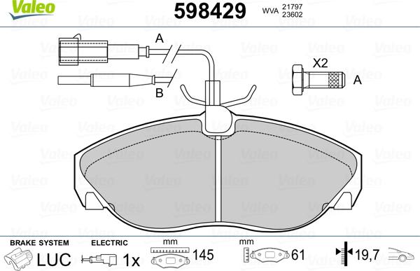 Valeo 598429 - Brake Pad Set, disc brake autospares.lv