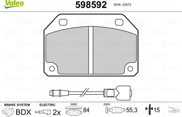 Valeo 598592 - Brake Pad Set, disc brake autospares.lv