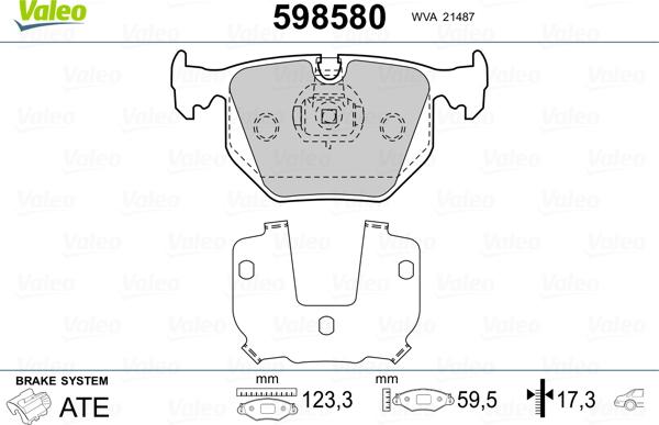 Valeo 598580 - Brake Pad Set, disc brake autospares.lv