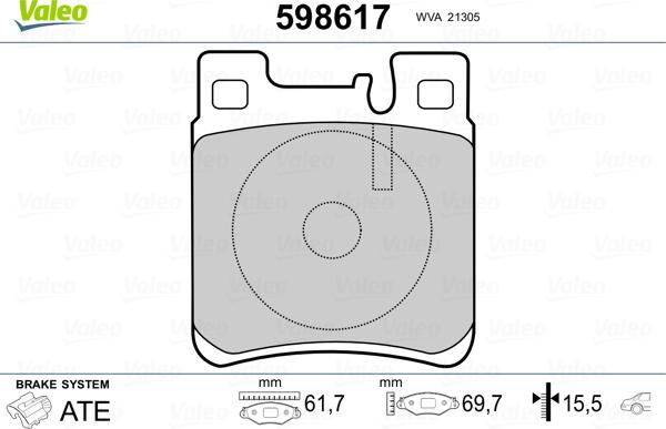 Valeo 598617 - Brake Pad Set, disc brake autospares.lv