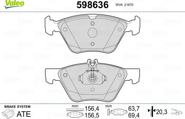 Valeo 598636 - Brake Pad Set, disc brake autospares.lv