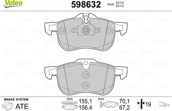 Valeo 598632 - Brake Pad Set, disc brake autospares.lv