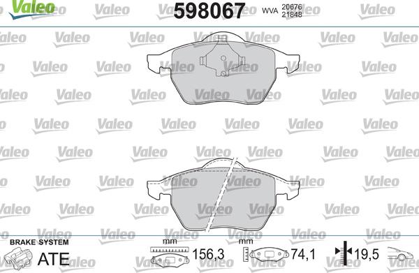 Valeo 598067 - Brake Pad Set, disc brake autospares.lv