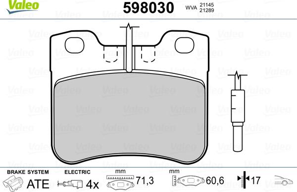 Valeo 598030 - Brake Pad Set, disc brake autospares.lv