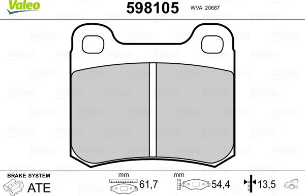 Valeo 598105 - Brake Pad Set, disc brake autospares.lv