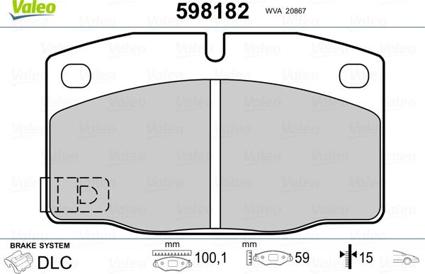 Valeo 598182 - Brake Pad Set, disc brake autospares.lv