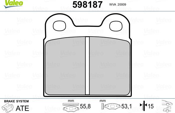 Valeo 598187 - Brake Pad Set, disc brake autospares.lv